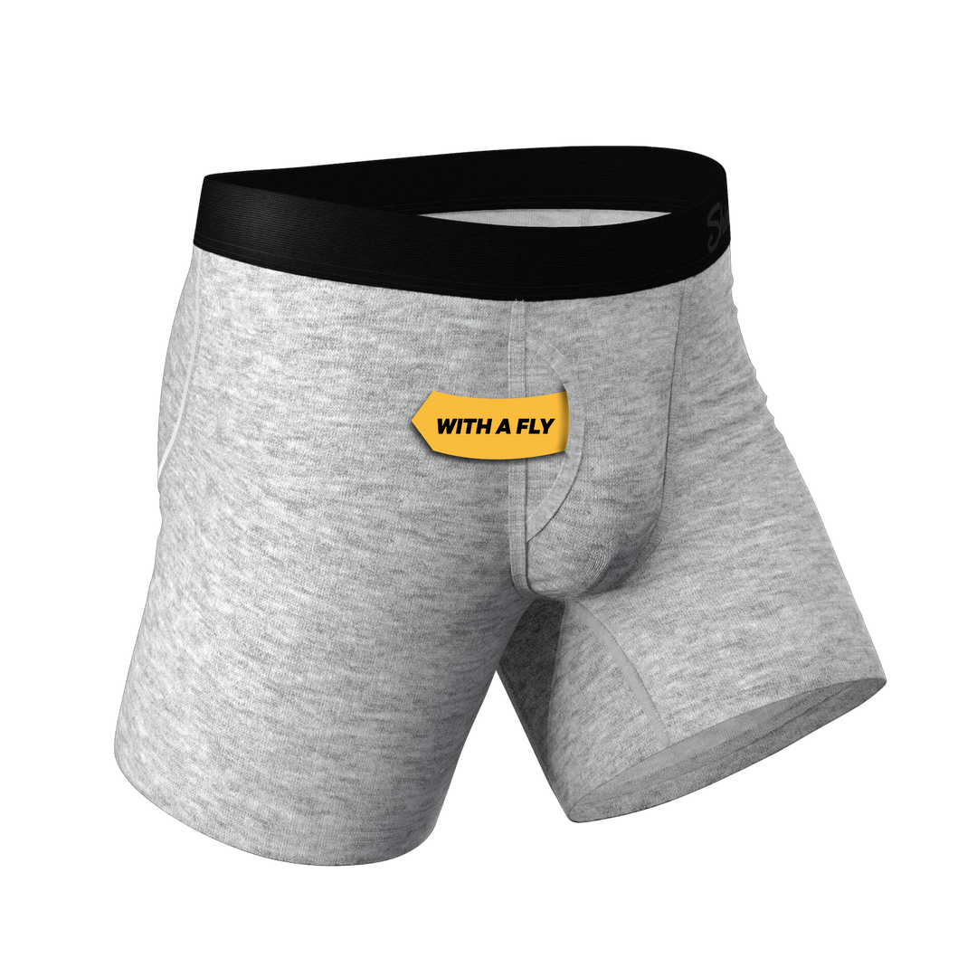 Intramural Champ: Heathered Grey Ball Hammock® Pouch Boxer Briefs w/ Fly