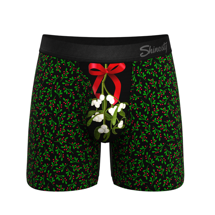 Mistletoe Boxer Briefs with Fly | The Kiss Me There Ball Hammock® Pouch