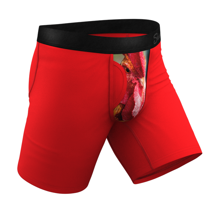 The Early Risers Barnyard Rooster Long Leg Ball Hammock® Boxer Briefs with Fly
