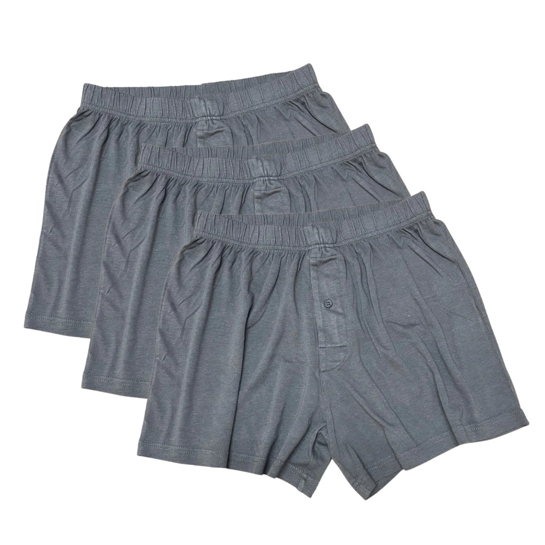 Spun Bamboo men's bamboo boxer shorts charcoal grey organic cotton 3-pack