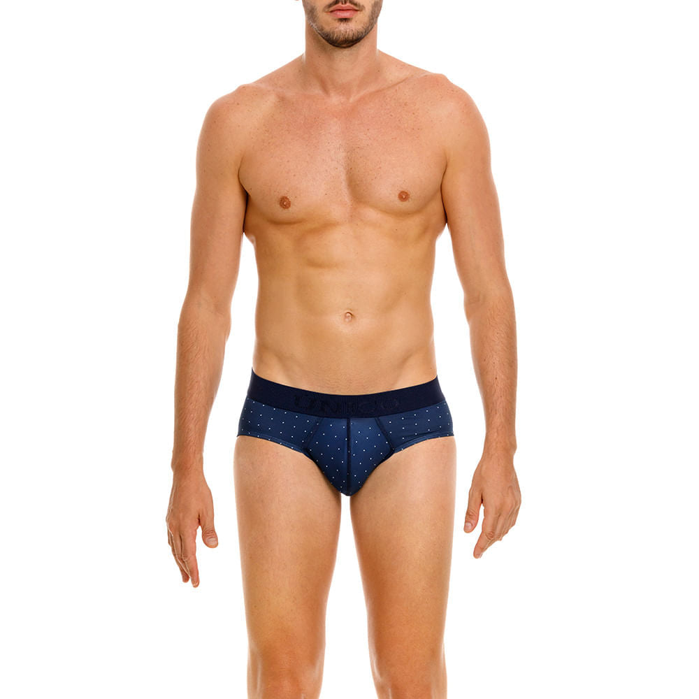 Mundo Unico Men's Microperforated Boxer Briefs - Baltic Blue Polka Dot