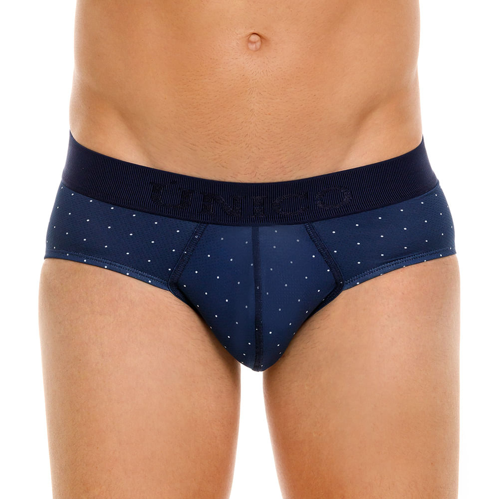 Mundo Unico Men's Microperforated Boxer Briefs - Baltic Blue Polka Dot