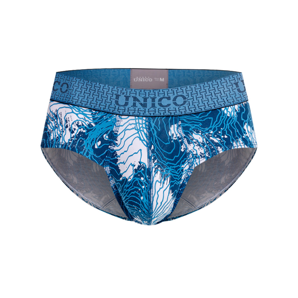 Mundo Unico Men's Barníz Azul Boxer Briefs - Premium Printed Cotton Support Underwear