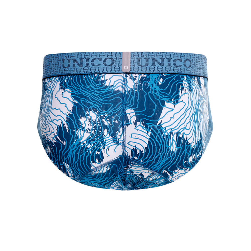Mundo Unico Men's Barníz Azul Boxer Briefs - Premium Printed Cotton Support Underwear