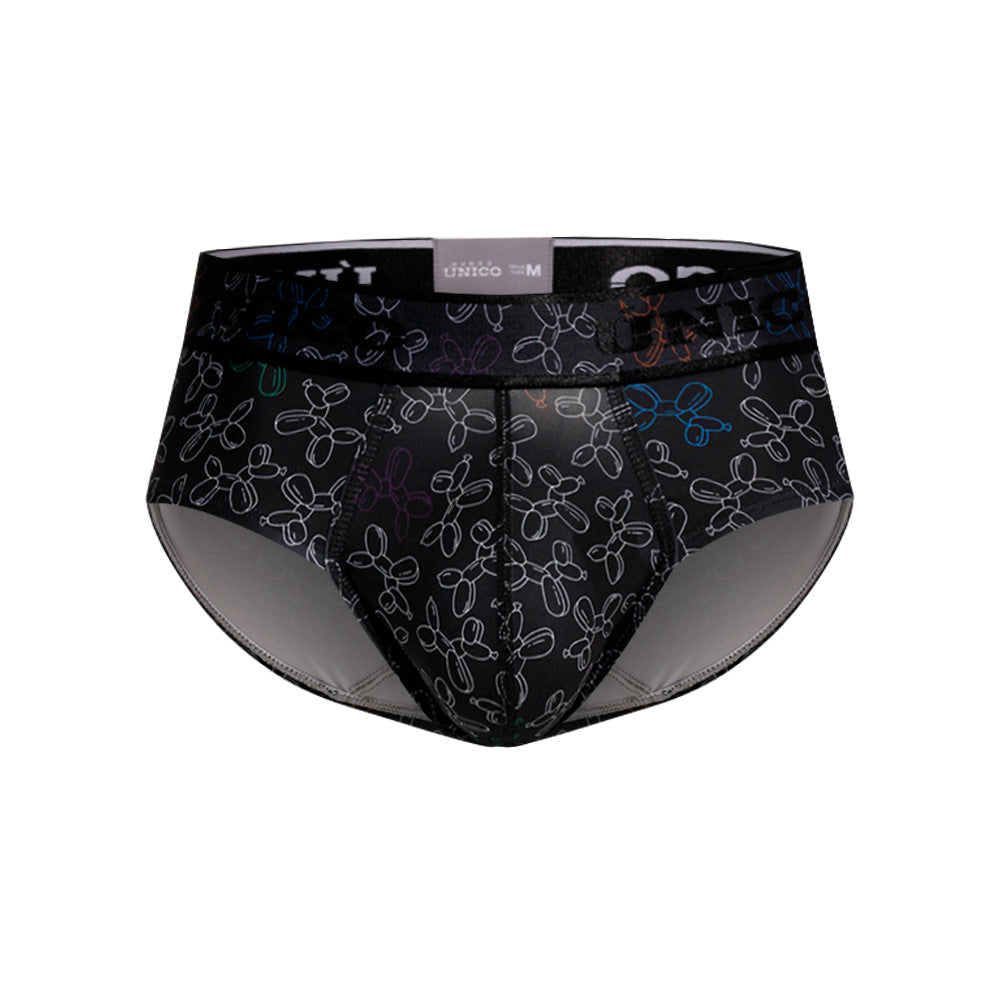 Unico Globán Men's Short Boxer Brief - Black Animal Balloon Print Underwear