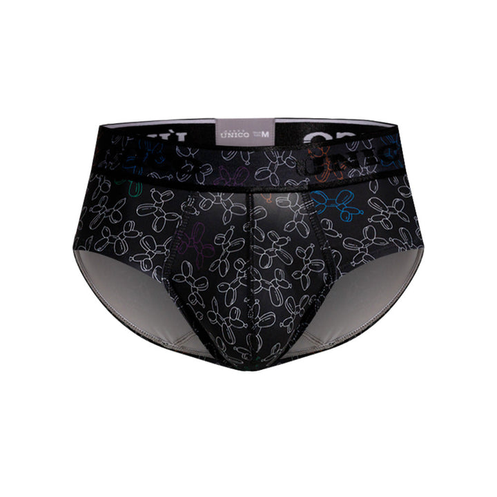 Unico Globán Men's Boxer Brief - Black Balloon Animal Print Microfiber