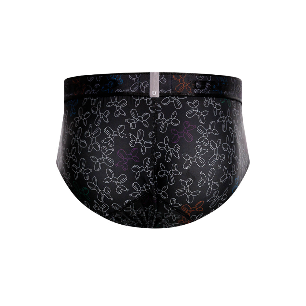 Unico Globán Men's Short Boxer Brief - Black Animal Balloon Print Underwear