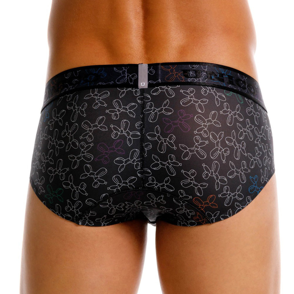 Unico Globán Men's Short Boxer Brief - Black Animal Balloon Print Underwear