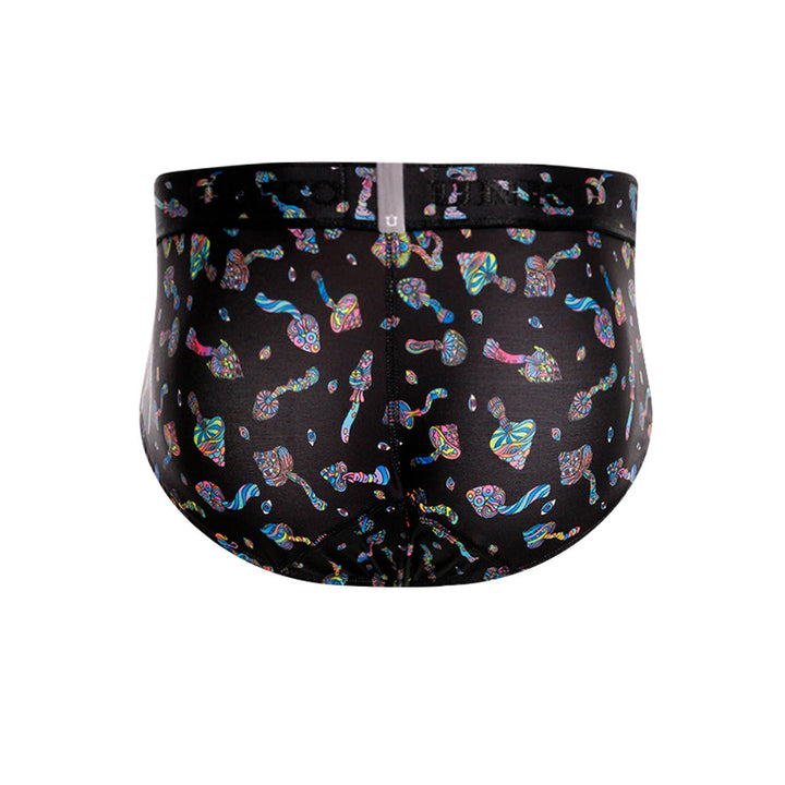 Mundo Único Black Mushrooms Brief | Colorful Microfiber Underwear w/ Urologist-Approved Pouch