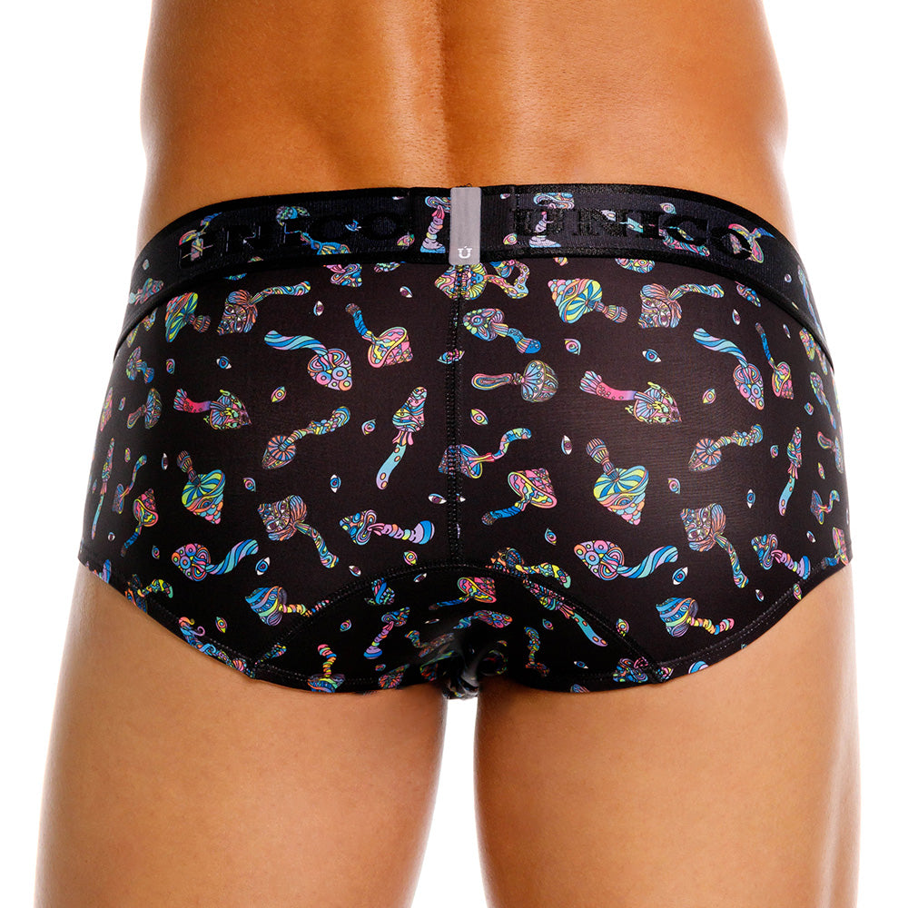 Mundo Único Black Mushrooms Brief | Colorful Microfiber Underwear w/ Urologist-Approved Pouch