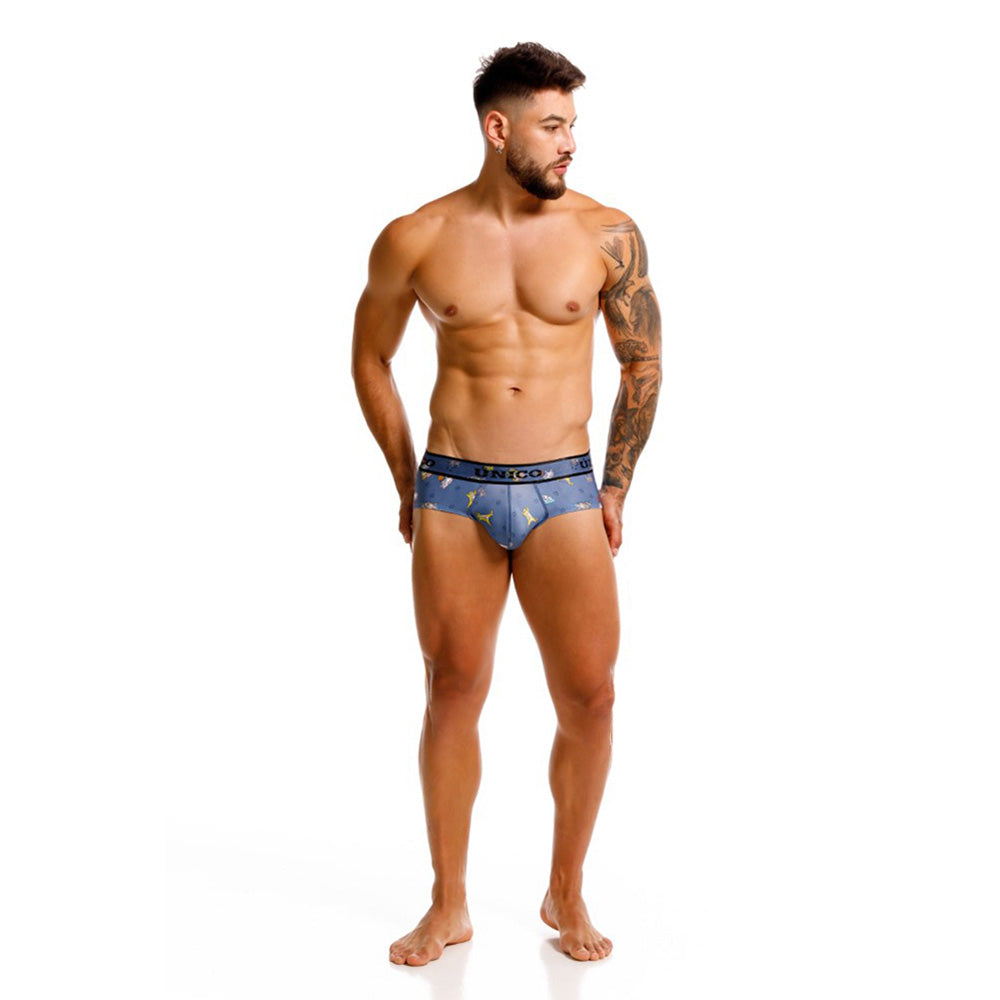 Mundo Unico Men’s Boxer Brief Micho Azul - Microfiber Boxer Briefs with Cat Print & Support Pouch