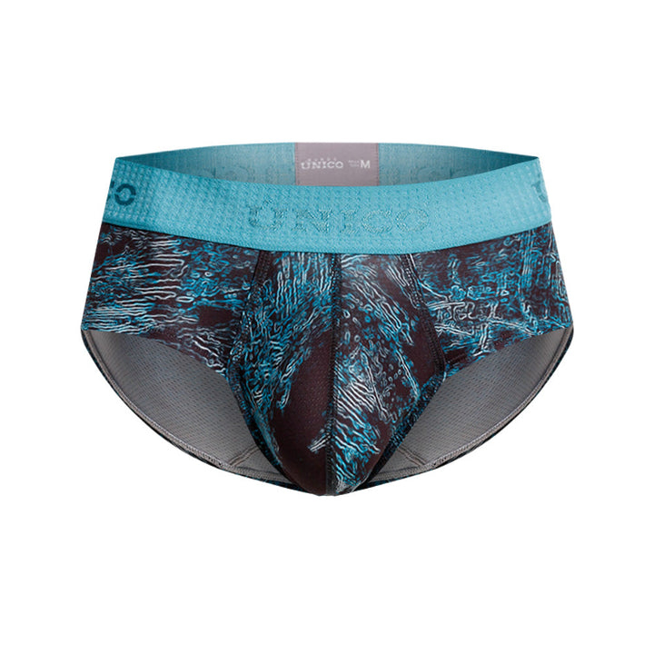 MUNDO ÚNICO Blue Olas Print Microfiber Boxer Brief (BOXER BRIEF OLAS AZUL)
