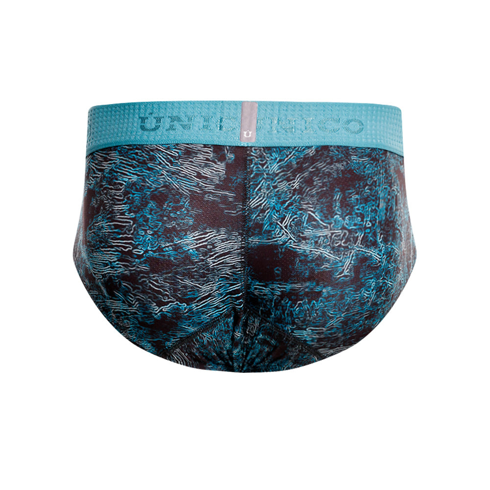 MUNDO ÚNICO Blue Olas Print Microfiber Boxer Brief (BOXER BRIEF OLAS AZUL)