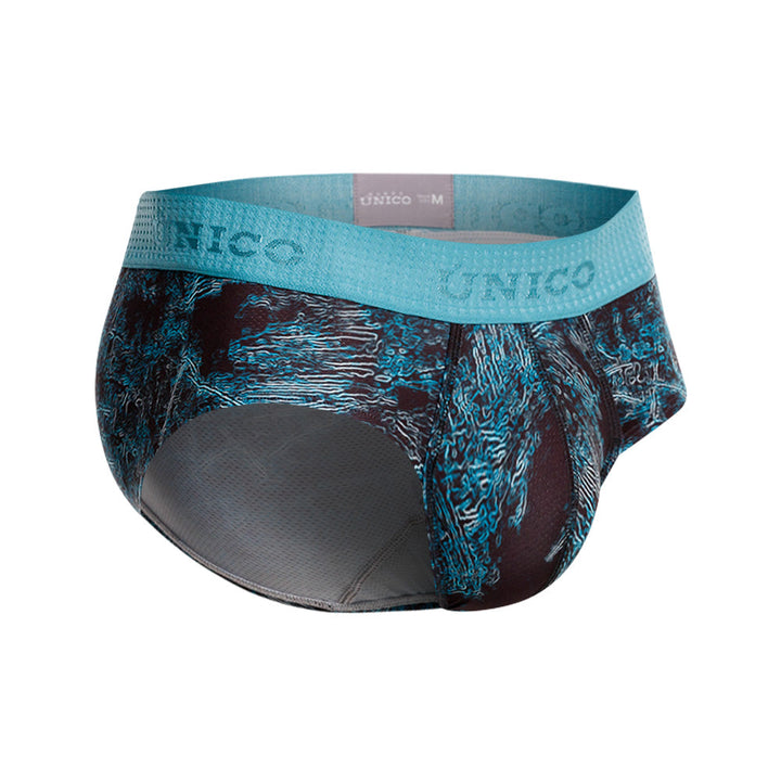 MUNDO ÚNICO Blue Olas Print Microfiber Boxer Brief (BOXER BRIEF OLAS AZUL)