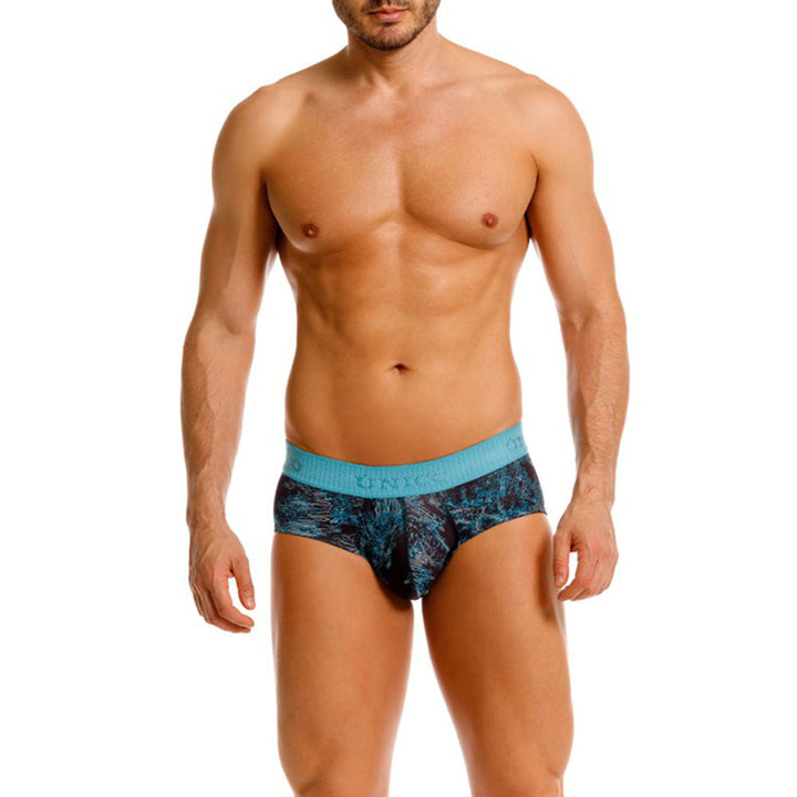 MUNDO ÚNICO Blue Olas Print Microfiber Boxer Brief (BOXER BRIEF OLAS AZUL)