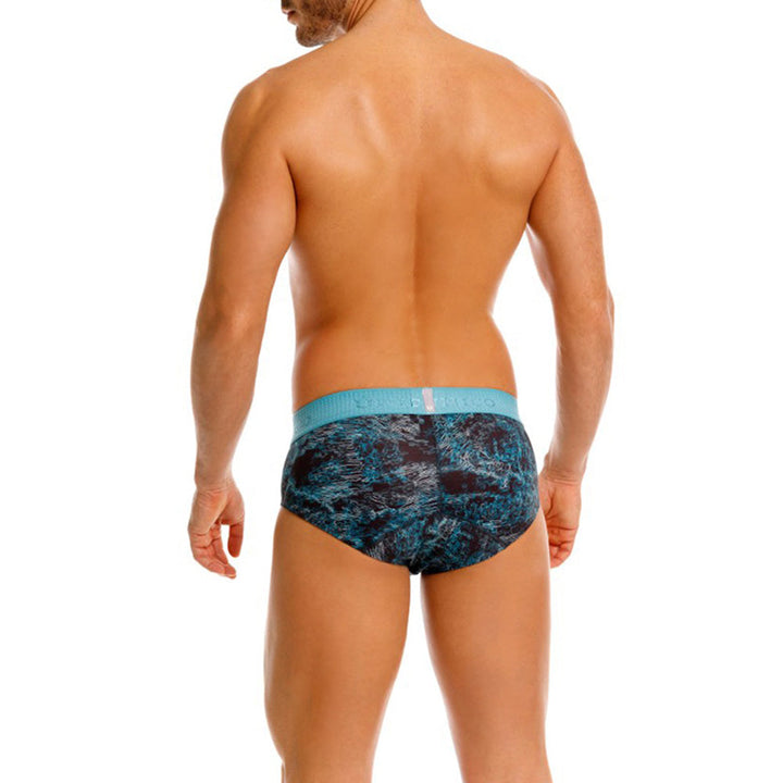 MUNDO ÚNICO Blue Olas Print Microfiber Boxer Brief (BOXER BRIEF OLAS AZUL)