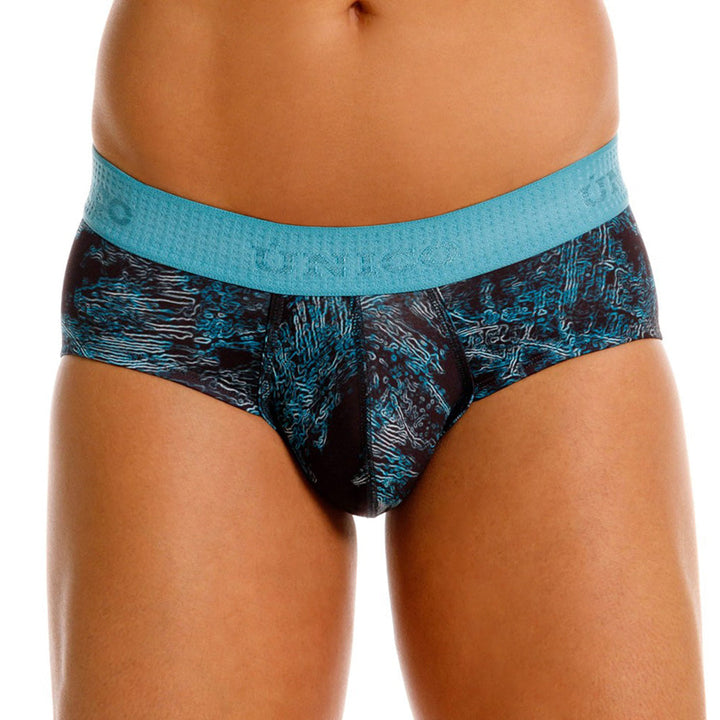 MUNDO ÚNICO Blue Olas Print Microfiber Boxer Brief (BOXER BRIEF OLAS AZUL)
