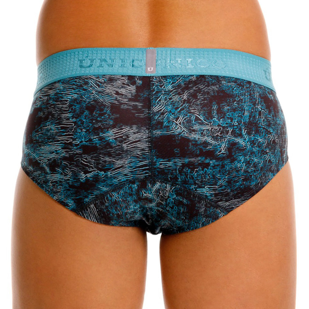 MUNDO ÚNICO Blue Olas Print Microfiber Boxer Brief (BOXER BRIEF OLAS AZUL)
