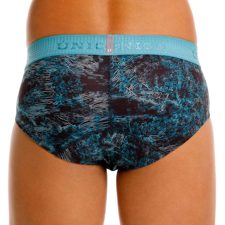 MUNDO ÚNICO Blue Olas Print Microfiber Boxer Brief (BOXER BRIEF OLAS AZUL)