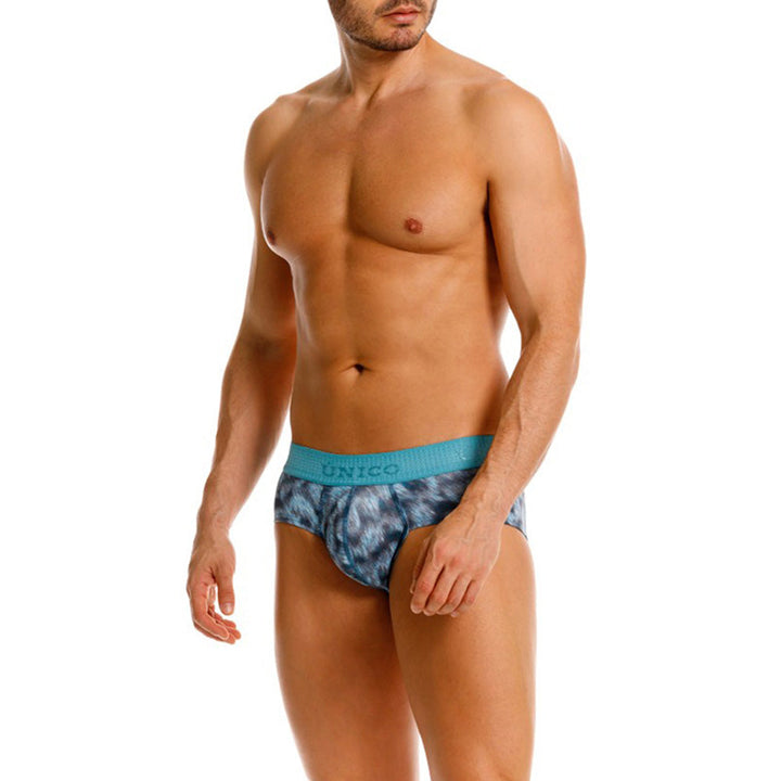 MUNDO ÚNICO Blue Sesgado Print Microfiber Boxer Brief (BOXER BRIEF SESGADO AZUL)
