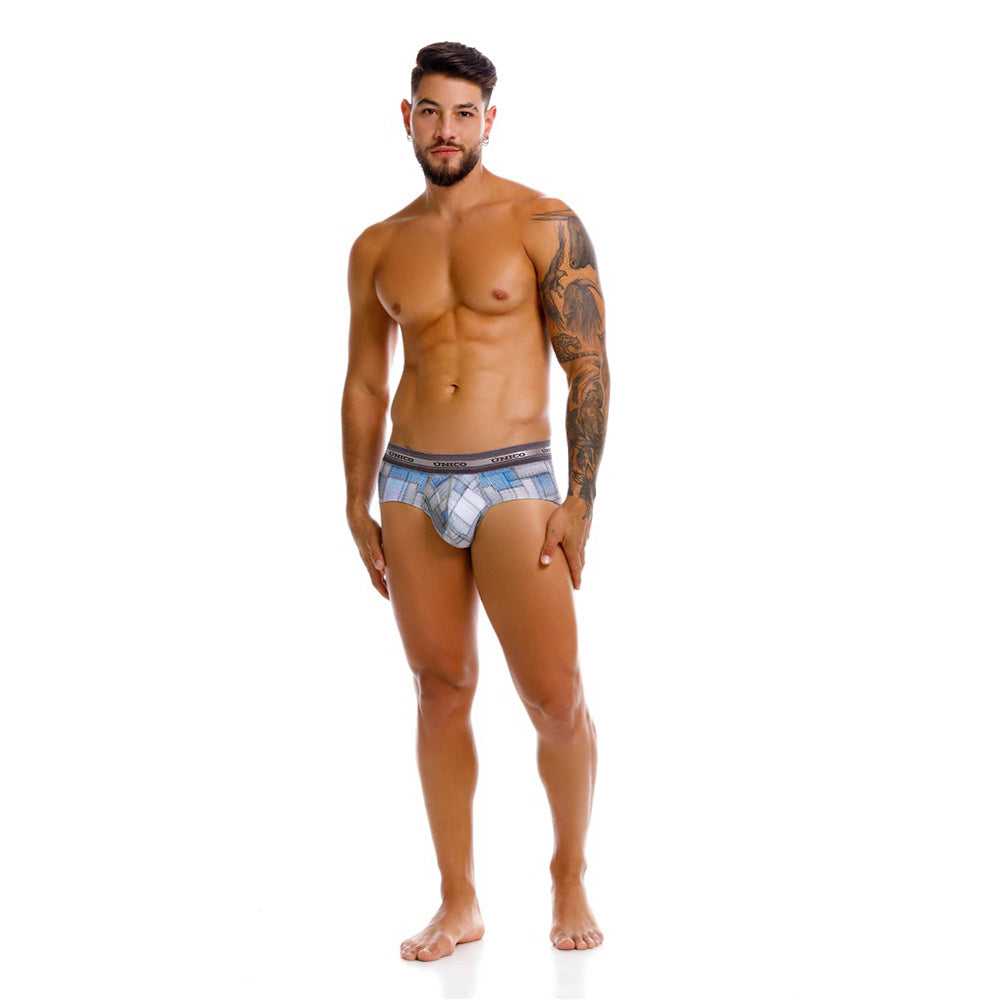 Mundo Unico men's grey microfiber boxer brief Viñeta – back view