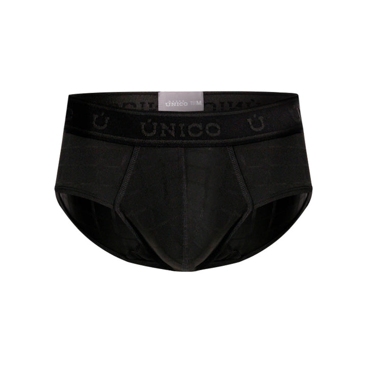 Unico Mustank Men's Boxer Brief - Black Jacquard Microfibre with Branded Elastic