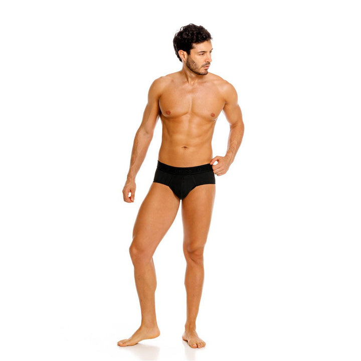 Unico Mustank Men's Boxer Brief - Black Jacquard Microfibre with Branded Elastic