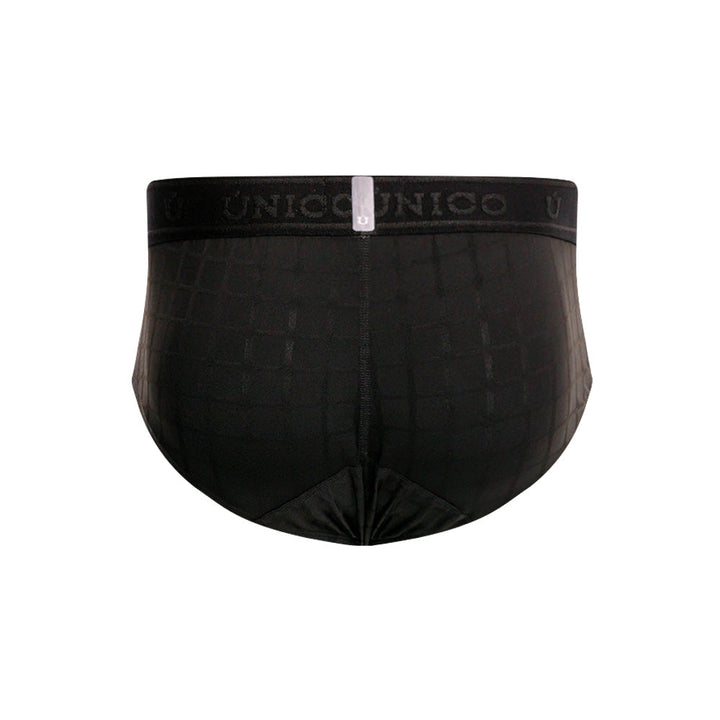 Unico Mustank Men's Boxer Brief - Black Jacquard Microfibre with Branded Elastic