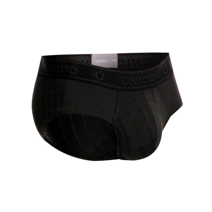 Unico Mustank Men's Boxer Brief - Black Jacquard Microfibre with Branded Elastic