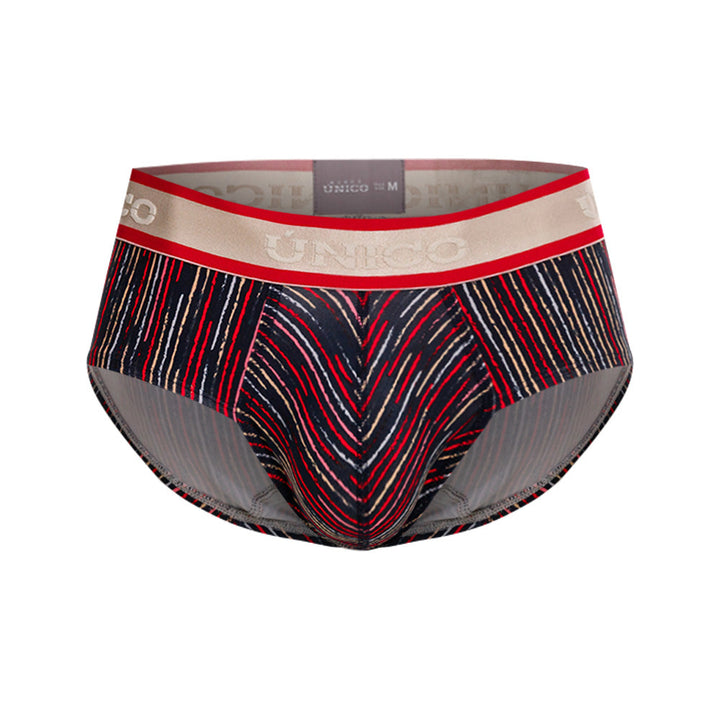 Mundo Unico Men's Inmenso Red Boxer Briefs - Striped Microfiber with Contoured Support Pouch