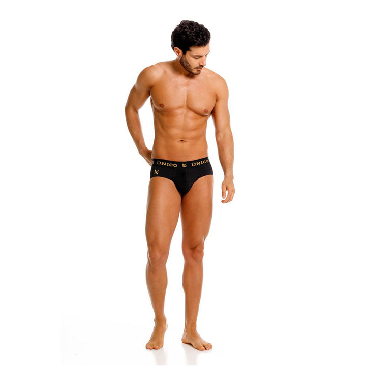 Unico Conquistador Men's Boxer Brief - Black with Gold Branding