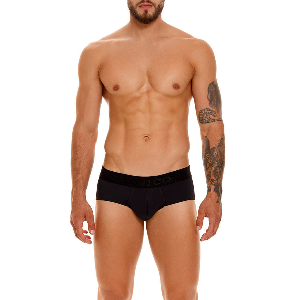 Unico Boxer Brief Roble M23 - Men's Black Microfiber Second-Skin Boxer Brief