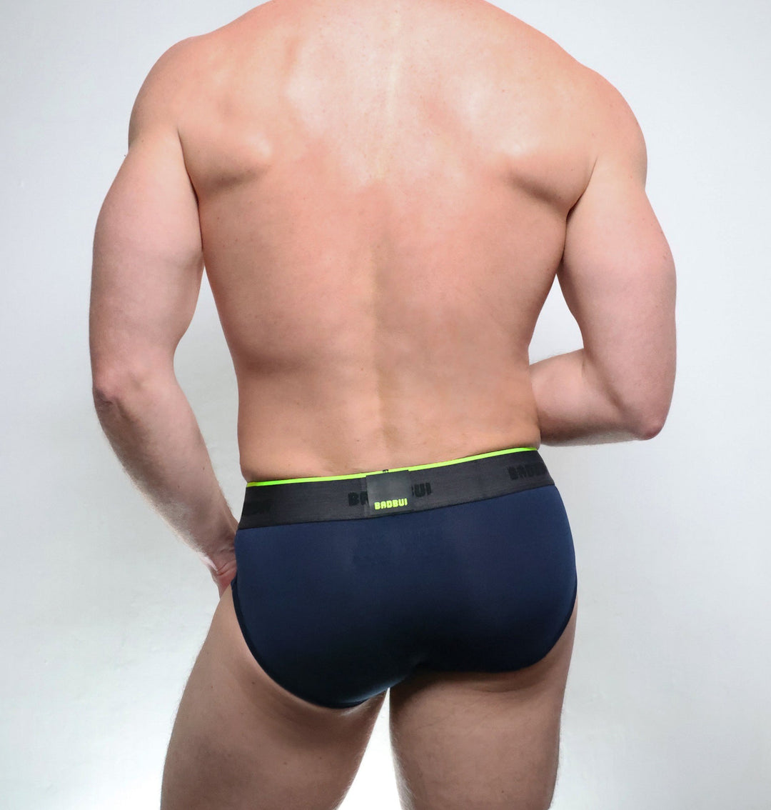 BADBUI Micro Modal Flex Brief in navy blue – men's micro modal no-binding flex leg brief