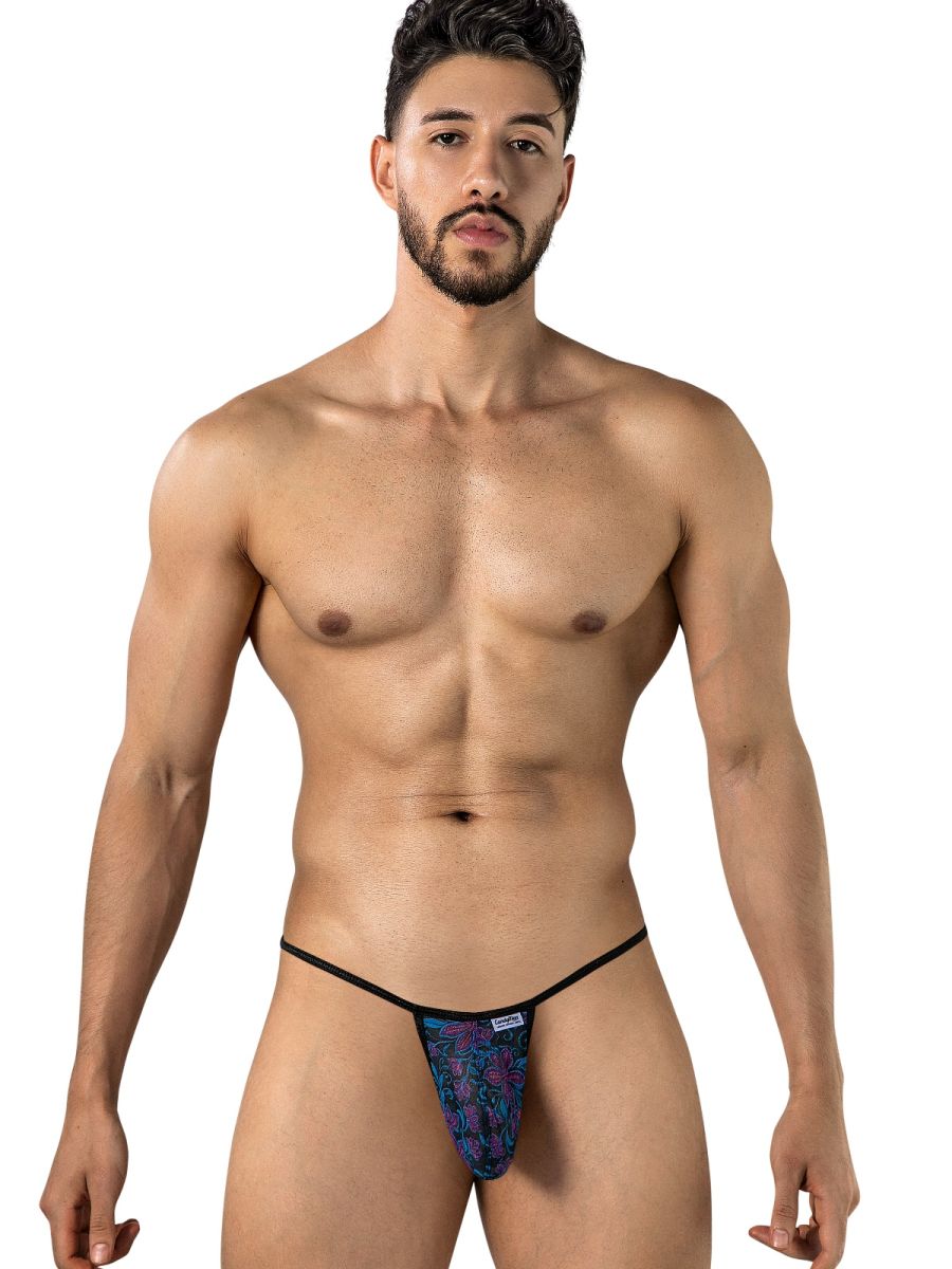 CandyMan Stylish Mesh Men's Thong in Printed Blue – men's thongs Handmade in Colombia