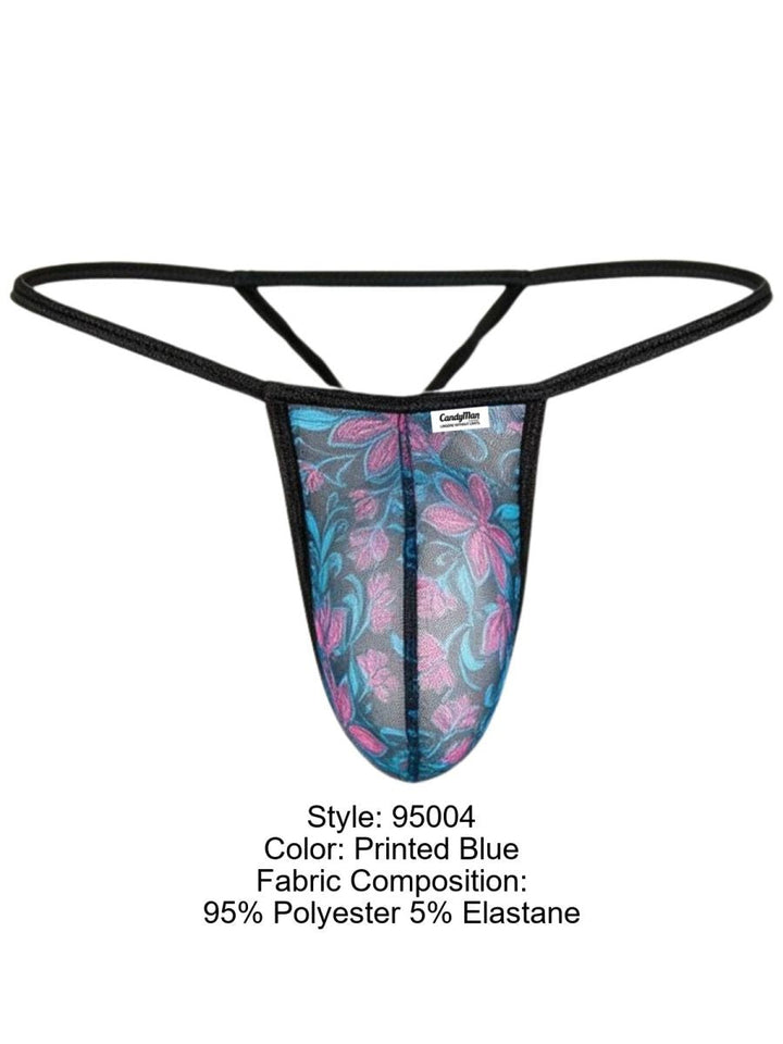 CandyMan Stylish Mesh Men's Thong in Printed Blue – men's thongs Handmade in Colombia