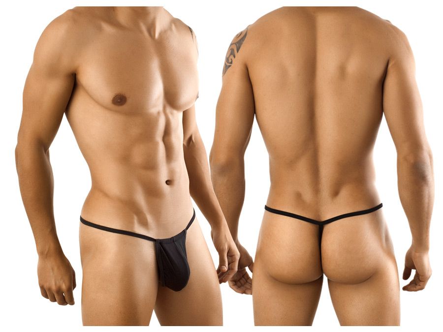 CandyMan men's black 9586 G-string thong – microfiber barely-there minimal underwear
