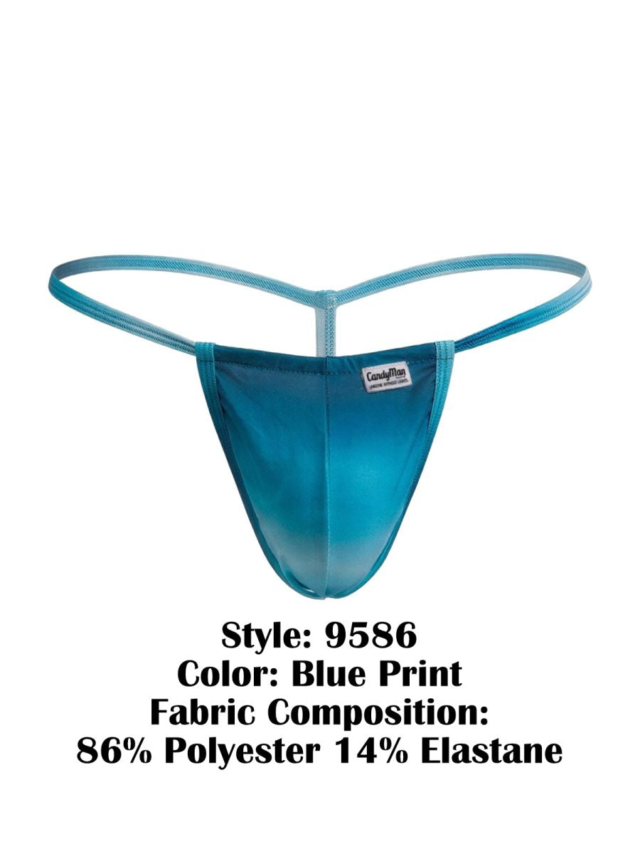 CandyMan Mini Men's Thong in Blue Print – men's thongs