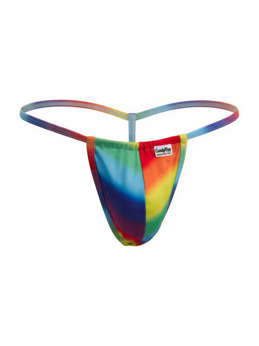 CandyMan Mini Men's Thong in Rainbow Print – men's thongs