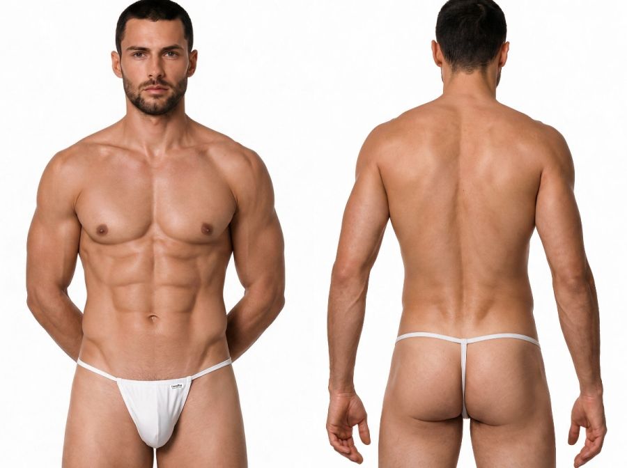 CandyMan Mini Men's Thong in White – men's thongs