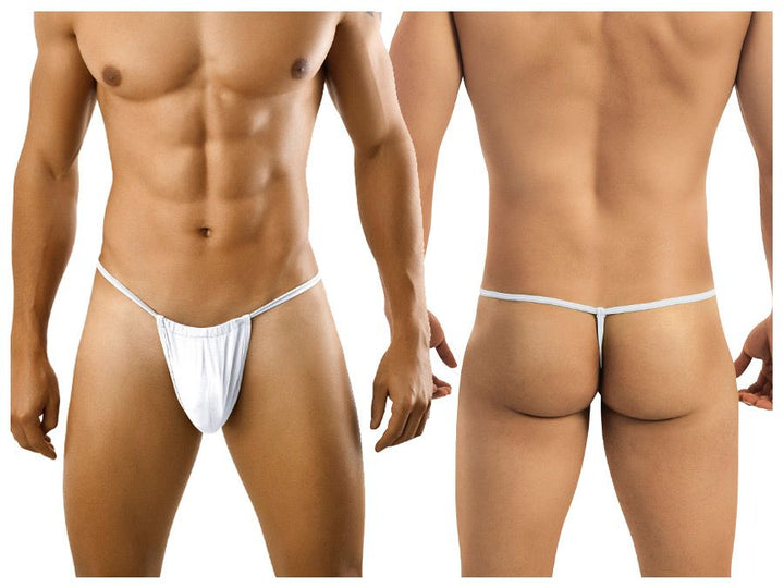 CandyMan 9586 men's white G-string thong – soft microfiber minimal coverage underwear