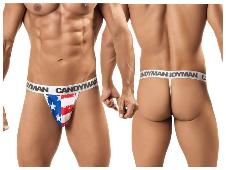 CandyMan men's 99154 Patriotic thong – multi-color USA print minimal coverage underwear