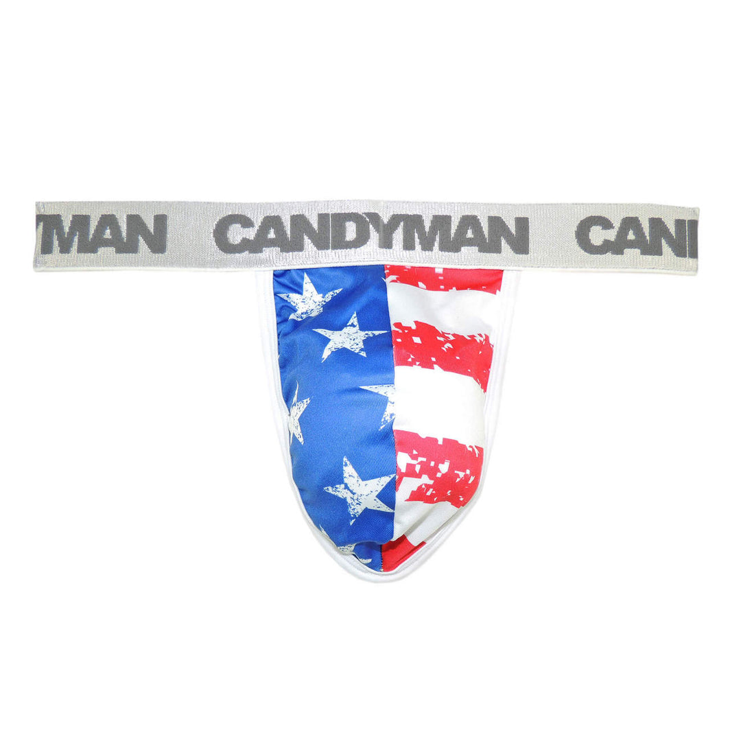 CandyMan men's 99154 Patriotic thong – multi-color USA print minimal coverage underwear