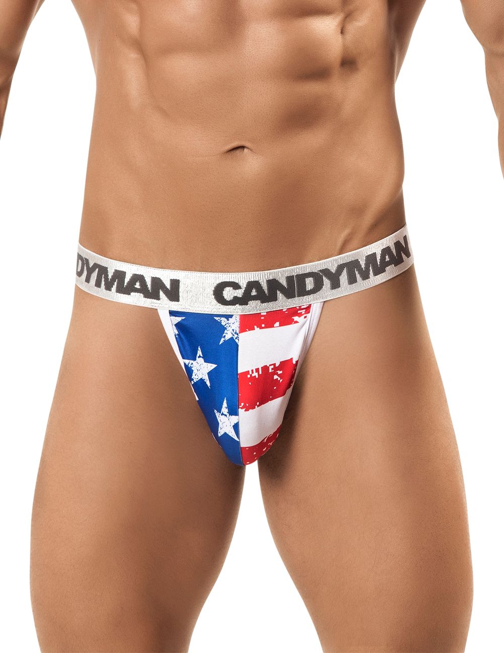 CandyMan men's 99154 Patriotic thong – multi-color USA print minimal coverage underwear