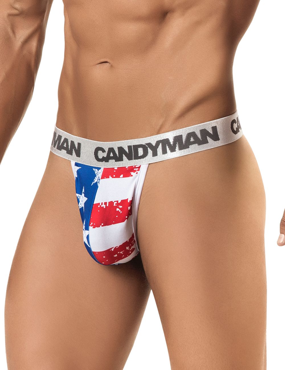 CandyMan men's 99154 Patriotic thong – multi-color USA print minimal coverage underwear