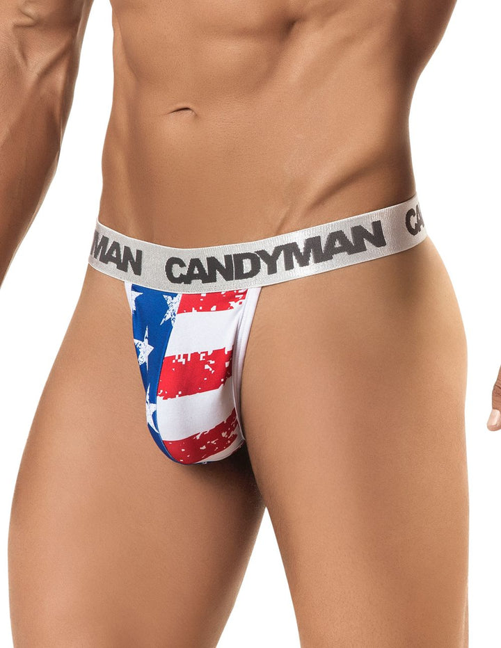 CandyMan men's 99154 Patriotic thong – multi-color USA print minimal coverage underwear