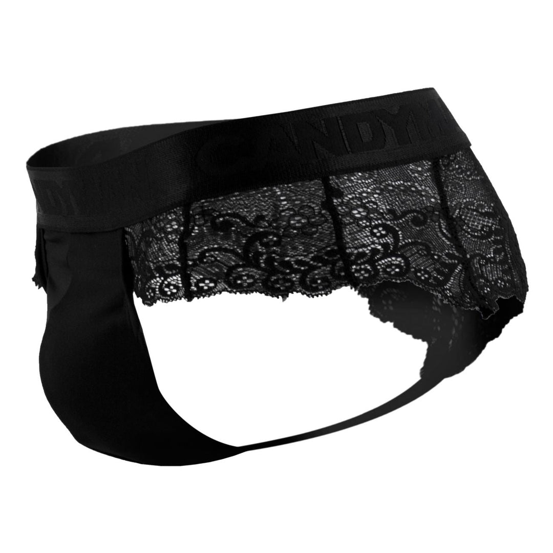 CandyMan men's black 99304 lace thong – sheer glamour lace sides minimal underwear