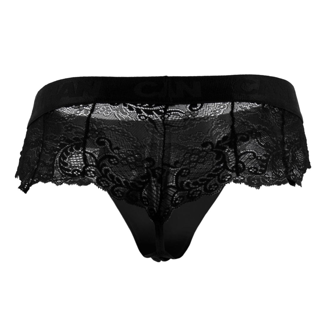 CandyMan men's black 99304 lace thong – sheer glamour lace sides minimal underwear