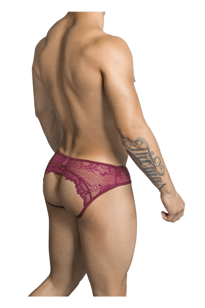 CandyMan men's burgundy 99312 lace jockstrap – sheer paisley athletic supporter underwear