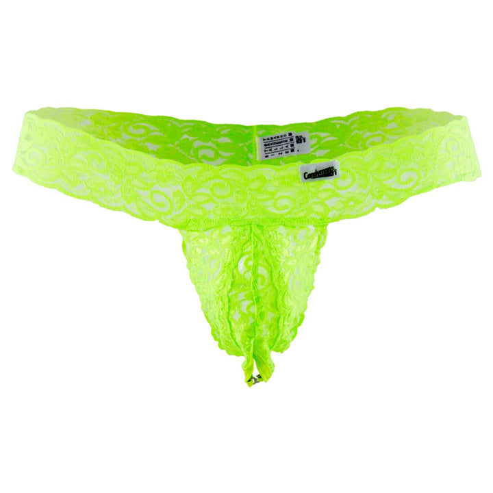 CandyMan men's green 99315 Peek-a-Boo lace thong – low-rise minimal coverage underwear