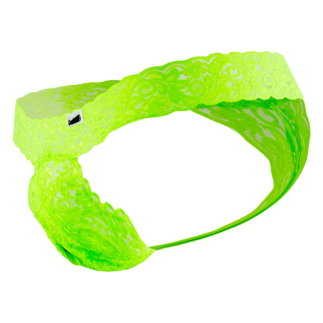 CandyMan men's green 99315 Peek-a-Boo lace thong – low-rise minimal coverage underwear